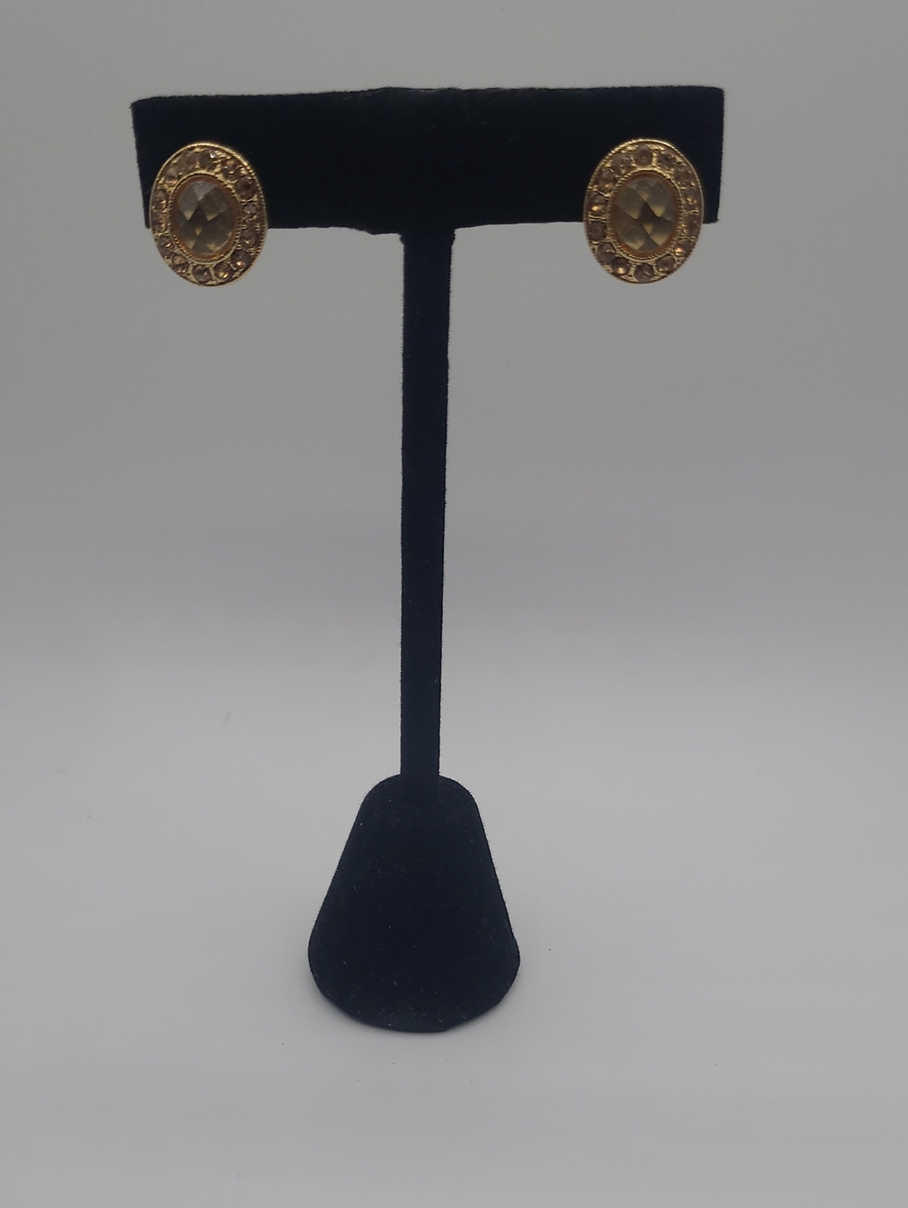 Monet Gold-Tone Round Crystal Stud Earrings